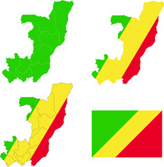 Set of territories of the country with the flag of Republic of the Congo