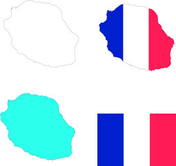 Set of territories of the country with the flag of Reunion