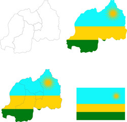 Set of territories of the country with the flag of Rwanda