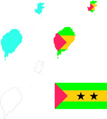Set of territories of the country with the flag of Sao Tome Principe