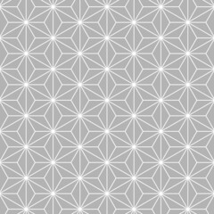 Seamless white and gray asanoha pattern for bedclothes, tablecloth, oilcloth or other textile design