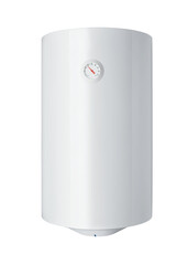 Front view of vertical electric water heater