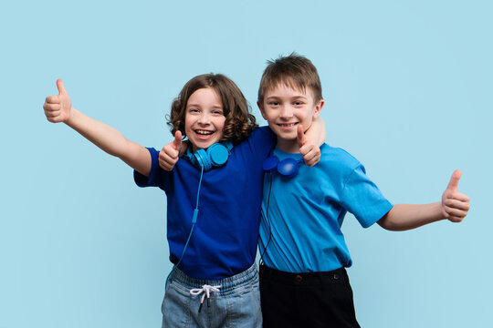 Caucasian Two School Children - Powered by Adobe