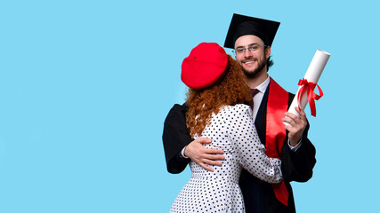 Woman Congratulates Boyfriend Graduating