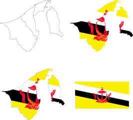 Set of territories of the country with the flag of Brunei Darussalam