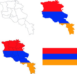 Fototapeta premium Set of territories of the country with the flag of Armenia