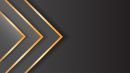 Futuristic black technology business background vector,arrow hi-tech golden line, art vector.