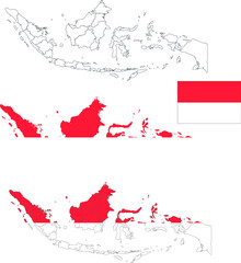 Set of territories of the country with the flag of Indonesia