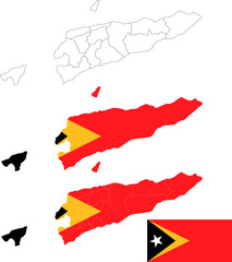 Fototapeta na wymiar Set of territories of the country with the flag of East Timor
