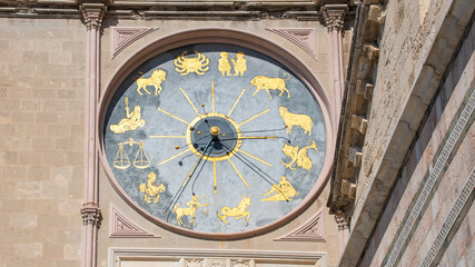 Messina Cathedral astronomical clock on its bell tower Sicily Italy  