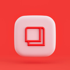 Clothing icon, towel 3d icon button in red background, 3d rendering