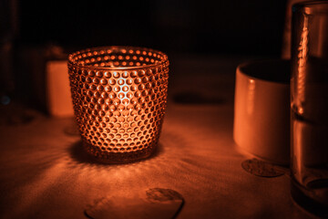 candle on a table