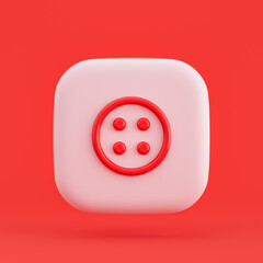 Clothing icon, button 3d icon button in red background, 3d rendering