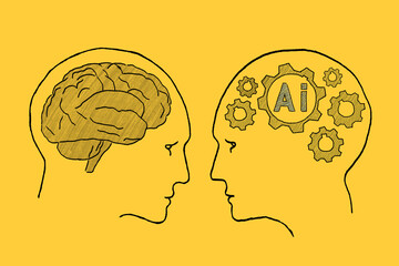 Human intelligence vs artificial intelligence. Face to face. Duel of views.