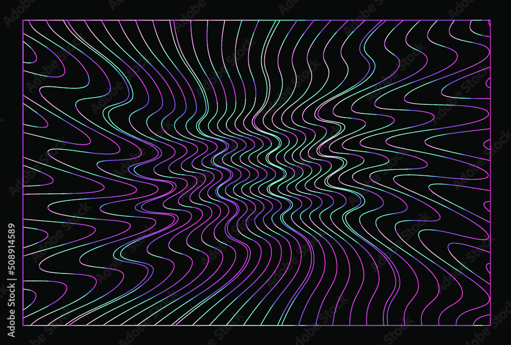 Aufkleber abstract geometric background with holographic colorful wavy and glitched lines.