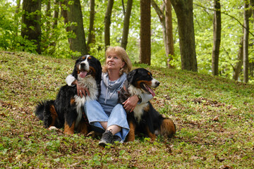 woman with dogs