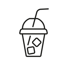 Iced coffee line icon, Cold coffee to go, editable stroke outline icon, high quality vector symbol for mobile app.
