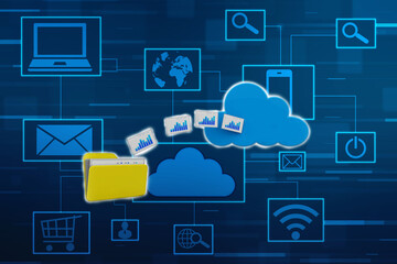 3d rendering Cloud computing concept, Cloud internet technology concept background, Cloud computing and network data Storage concept