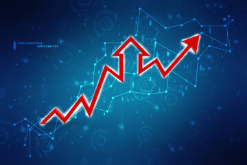 3d rendering business graph and documents. Stock market chart. Business graph background, Financial Background