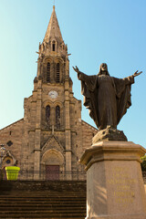 Fototapeta na wymiar travel in france beautiful church on blue sky background
