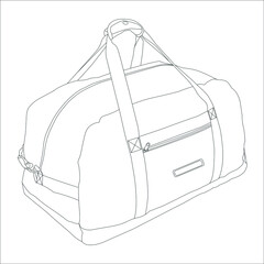 line art travel bag with white background, Men's Leather Duffel Bags, Weekender bag.