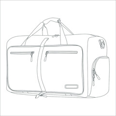 line art travel bag with white background, Men's Leather Duffel Bags, Weekender bag.