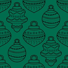 New year seamless Christmas tree balls pattern for fabrics and packaging and gifts and linens and kids