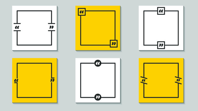 Quote frames blank templates set using basic of circle shape. Creative vector banner illustration.
