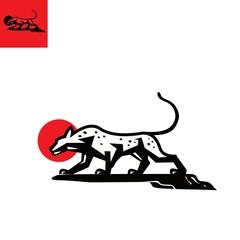cheetah the big cat logo, siilhouette of fastest animal vector illustrations