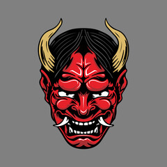Kabuki japan style. japan graphic. devil of japan. vector kabuki