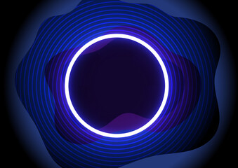 Composition with vivid neon light and cutout effect. 3d vector illustration