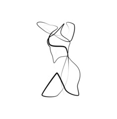 sports girl continuous line female figure