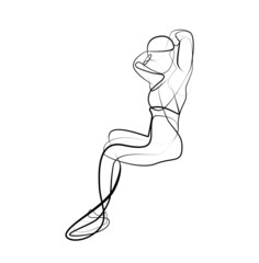 sports girl in a cap continuous line