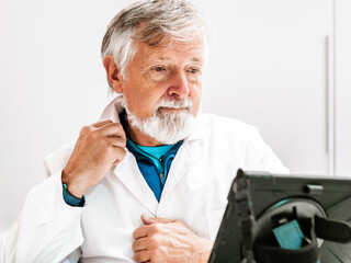 physician assisting in a video call consultation