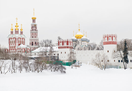Novodevichy convent in winter day. Moscow. Russia