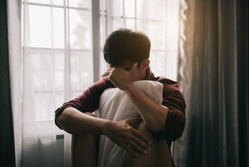 Working men are under stress from working at home during the virus outbreak. Young businessman working from home.