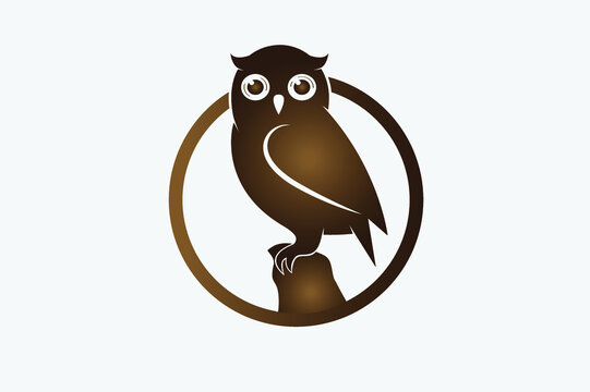 Logo vector silhouette of owl in circle