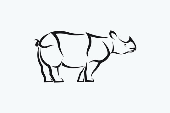 rhino logo vector line art abstract