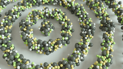 circles consisting of spheres background 3d render