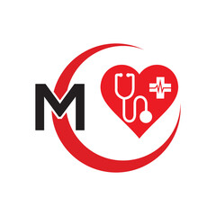 letter M medical logo illustration. Modern Vector Logo Letter . Medical Doctor Letter Design Vector.