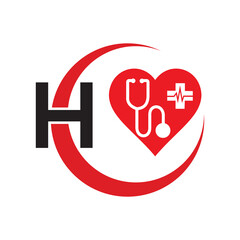 letter H medical logo illustration. Modern Vector Logo Letter . Medical Doctor Letter Design Vector.