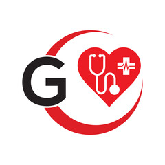 letter G medical logo illustration. Modern Vector Logo Letter . Medical Doctor Letter Design Vector.