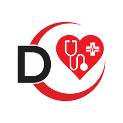 letter D medical logo illustration. Modern Vector Logo Letter . Medical Doctor Letter Design Vector.