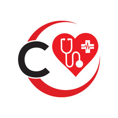letter C medical logo illustration. Modern Vector Logo Letter . Medical Doctor Letter Design Vector.