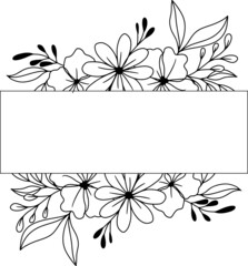 lines flower flora logo wedding greeting card bride and groom invitation card vector illustration