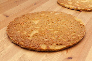 Baked Cake in Springform. Making Chocolate Layer Cake. Series.