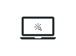 Laptop click cursor black and white icon illustration material