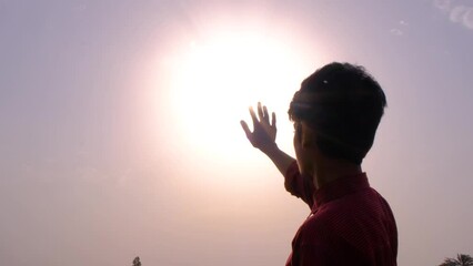 silhouette of a person in the sunset. silhouette of a person in the sky.