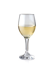 White wine glass isolated on white background