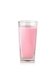 Strawberry milk glass isolated on white background